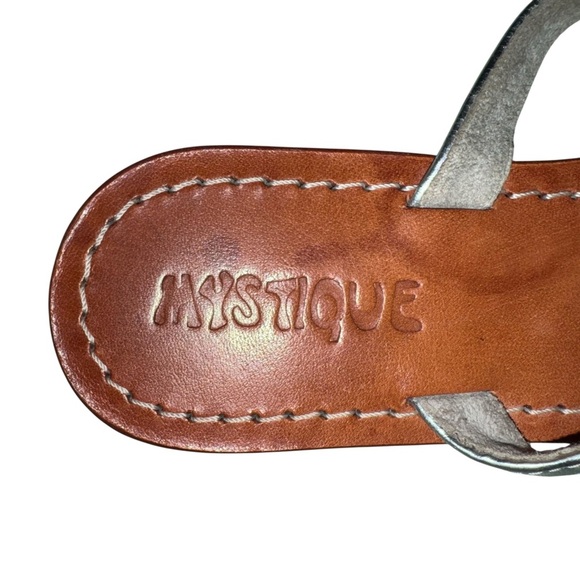 MYSTIQUE Vintage Leather Crystal Rhinestone Jewel Thong Flip Flops Size 6 - Picture 7 of 9